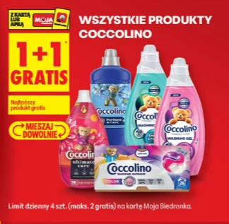 Promocja 1+1 gratis na produkty Coccolino – źródło: gazetka Biedronka, str. 18 Promocja 1+1 gratis na produkty Coccolino – źródło: gazetka Biedronka, str. 18