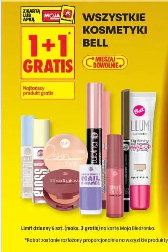 Kosmetyki Bell w akcji 1+1 gratis – źródło: gazetka Biedronka, str. 8 Kosmetyki Bell w akcji 1+1 gratis – źródło: gazetka Biedronka, str. 8