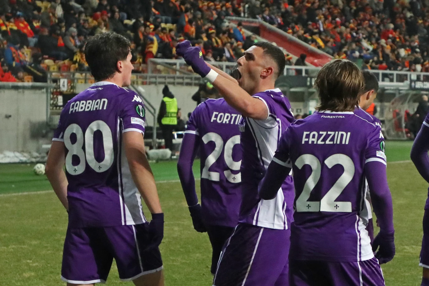 Świętujący piłkarze Fiorentiny