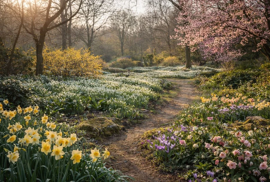 Ogród na przełomie zimy/wiosny - /midjourney