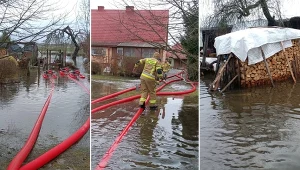 Wypompowywanie wody z zalanych terenów na Pomorzu Zachodnim. W tym województwie strażacy interweniowali ponad 400 razy