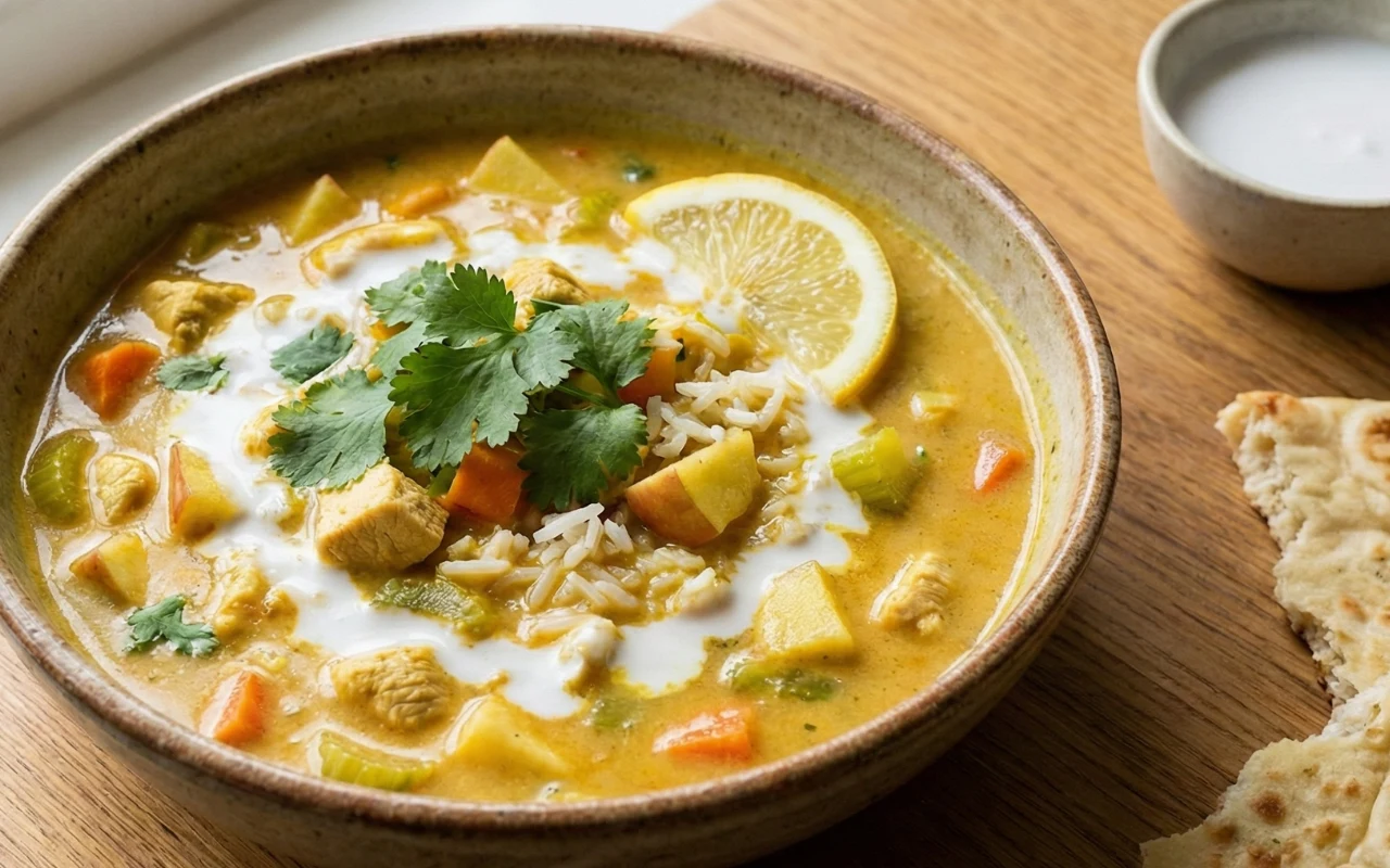 Mulligatawny z kurczakiem, jabłkiem i ryżem basmati