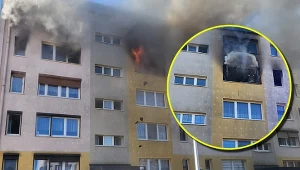 Pożar bloku w wielkopolskim Kościanie. Dwóch mężczyzn z obrażeniami