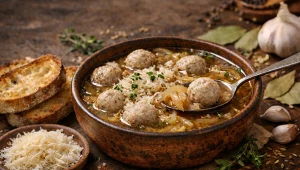 Rozgrzewa i syci. Trydencka zupa cebulowa z aromatycznymi pulpecikami od Jurka Sobieniaka