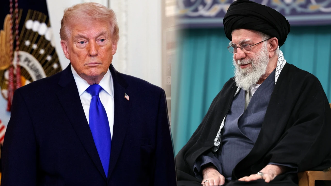 Rośnie napięcie na Bliskim Wschodzie. Media: Dowódca sił na Bliskim Wschodzie przedstawił Trumpowi opcje uderzenia na Iran Obraz stanowi sklejkę dwóch różnych zdjęć: Donald Trump po lewej stronie, na prawej stronie Ali Chamenei.