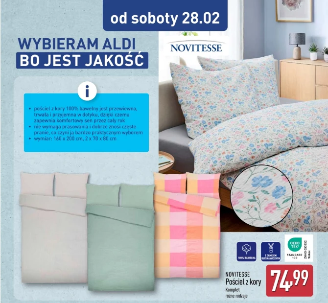 Pościel z kory NOVITESSE – źródło: gazetka Aldi, str. 40–41