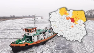 Lodołamacze pracujące na Odrze w pierwszej połowie lutego. Obecnie lód spiętrza wodę na rzekach Mazowsza