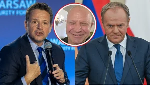 Rafał Trzaskowski, Donald Tusk, Jacek Murański (w kółku)