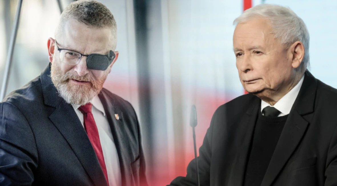 Nowy sondaż. Na zdj. Grzegorz Braun i Jarosław Kaczyński Zapytali Polaków o deklaracje Jarosława Kaczyńskiego ws. sojuszu PiS z partią Brauna