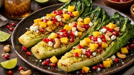 Grillowana sałata rzymska z mango i granatem