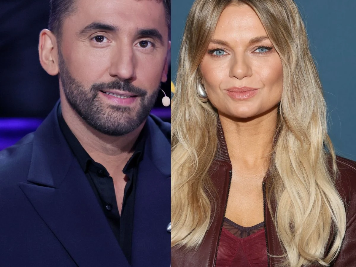 Rafał Maserak, Emilia Komarnicka Rafał Maserak i Emilia Komarnicka, zdjęcie w podziale pionowym, oboje w eleganckich ubraniach