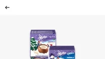 Dwa opakowania czekoladowych przysmaków Milka Snowballs Milk/Oreo Mix 112g ustawione na jasnym tle, wyróżniona atrakcyjna cena promocyjna 0,99 zł podkreślona żółtym i czerwonym oznaczeniem 'Supercena', informacje o cenie za kilogram oraz lokalizacji sk...