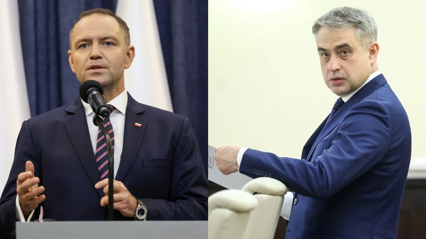 Krzysztof Gawkowski z propozycji prezydenta Karola Nawrockiego ws. SAFE: Plan rysowany znikającym atramentem na papierze Na pierwszym zdjęciu prezydent Karol Nawrocki, na drugim - wicepremier i minister cyfryzacji Krzysztof Gawkowski