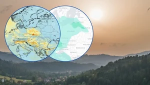 Kiedy stężenie pyłu znad Sahary w powietrzu jest duże, może zmienić kolor nieba na pomarańczowy, jak w 2021 roku w Beskidzie Śląskim (na zdjęciu). Tym razem pyłu będzie mniej, ale nie zabraknie też smogu