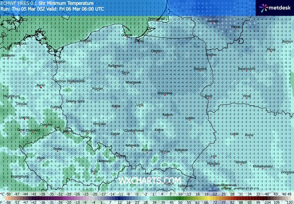 Noc z czwartku na piątek będzie mroźna w praktycznie całym kraju