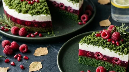 "Leśny mech" z galaretką i malinami 