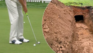 Zapadlisko na polu golfowym. Pod ziemią czekał ceglany skarbiec