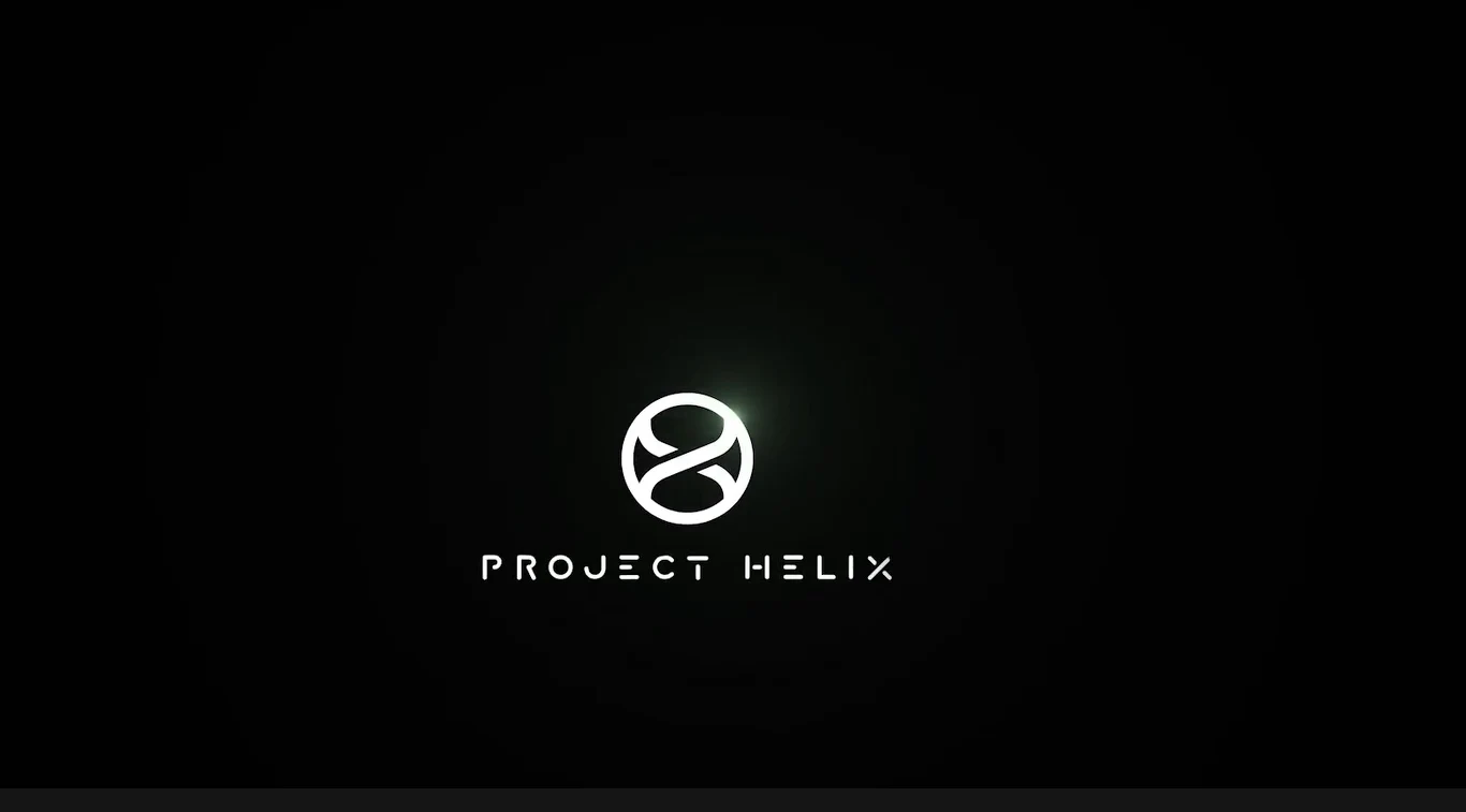 Czarne tło z jasnym, abstrakcyjnym logo Project Helix w centrum i napisem 'PROJECT HELIX' poniżej.