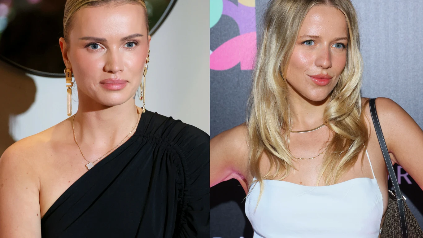 Maffashion i Jessica Mercedes. Maffashion w czarnej sukience i Jessica Mercedes w białym topie, stojące osobno w różnych otoczeniach.