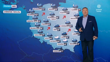 Nocą mgły w środkowej części Polski