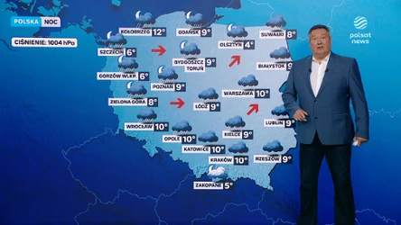Nocą deszczowy front nad Polską