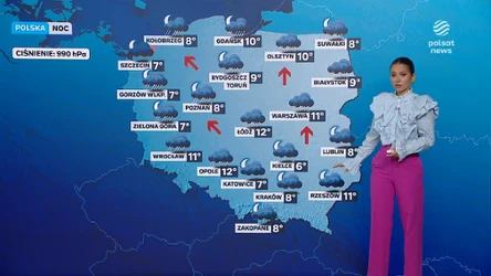 Deszczowa noc w przeważającej części Polski
