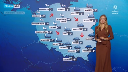 Nocą na południowym wschodzie opady śniegu