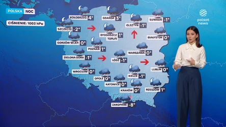 Deszcz ze śniegiem w nocy