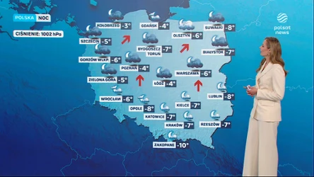 Chłodna noc z opadami śniegu