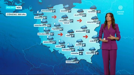 Ciepła noc z opadami deszczu