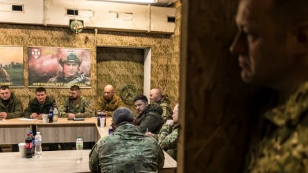 Wołodymyr Zełenski podczas odprawy w Doniecku