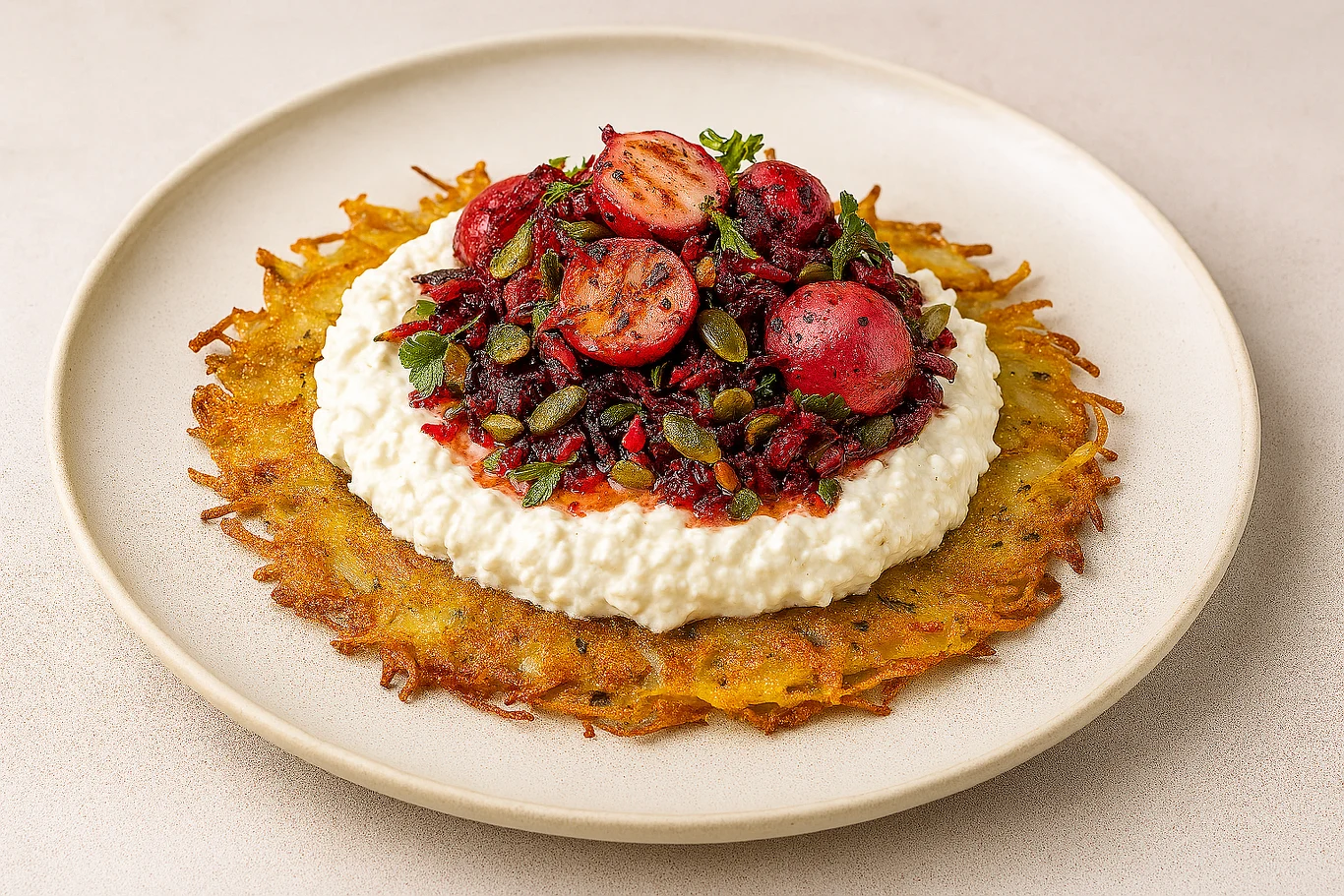 Ziemniaki z gzikiem i salsą z grillowanej rzodkiewki od Jurka Sobieniaka Ziemniaki z gzikiem i salsą z grillowanej rzodkiewki od Jurka Sobieniaka