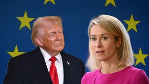Prezydent USA Donald Trump i szefowa unijnej dyplomacji Kaja Kallas