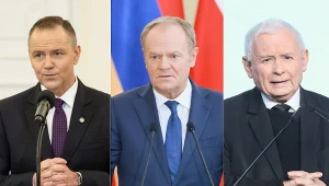 Prezydent Karol Nawrocki, premier Donald Tusk i prezes PiS Jarosław Kaczyński
