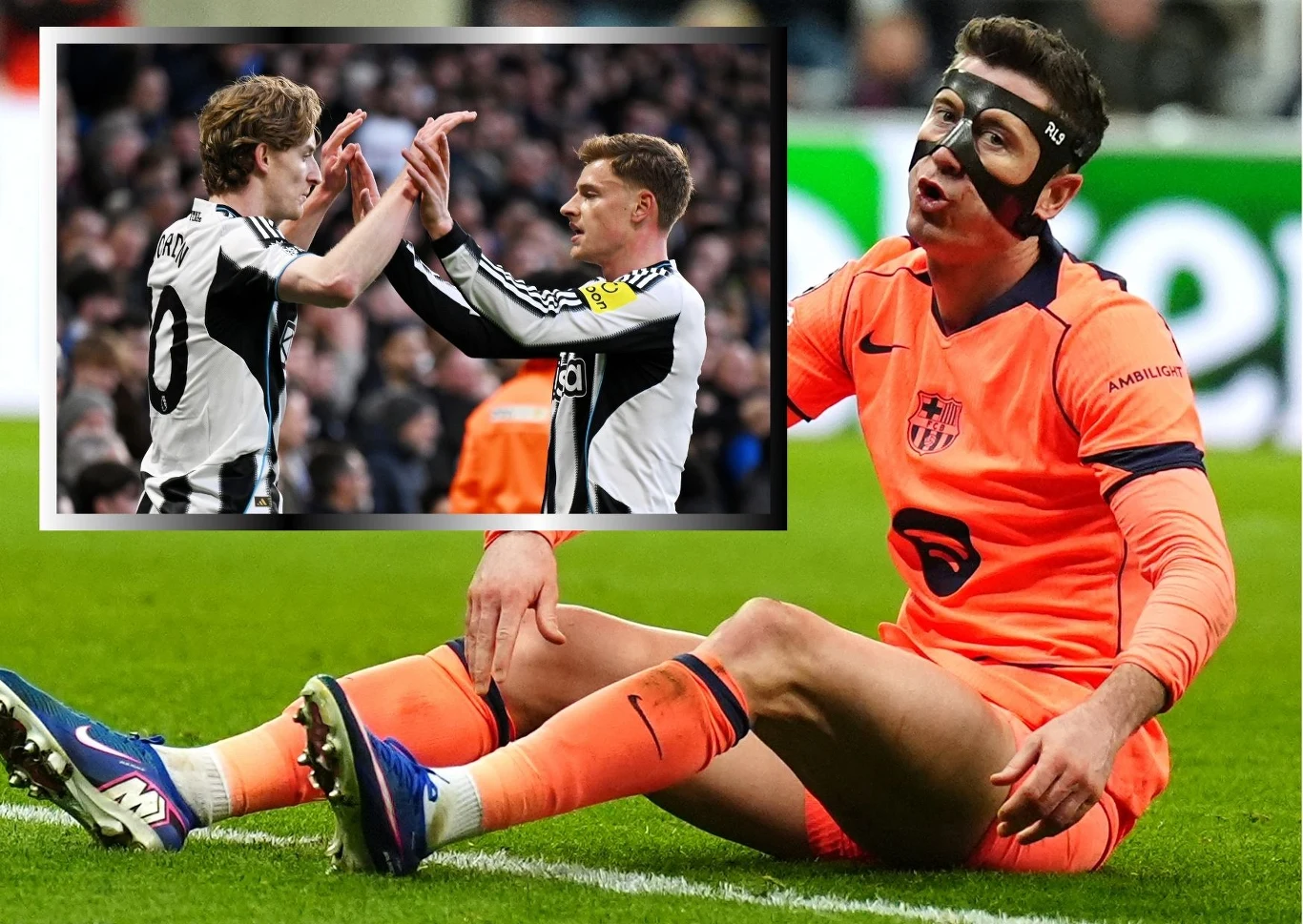 Robert Lewandowski / Anthony Gordon i Harvey Barnes (w prostokącie)