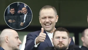 Karol Nawrocki przyłapany na trybunach. Kontrowersyjny towarzysz