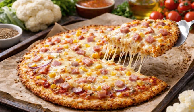 Domowa pizza ze spodem z kalafiora