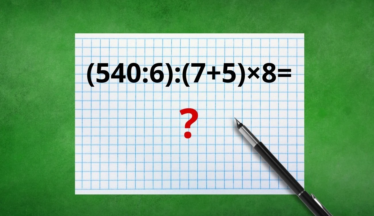 Rozwiążesz podchwytliwą zagadkę matematyczną w pamięci? Kartka w kratkę z matematycznym równaniem i czerwonym znakiem zapytania; czarny długopis na zielonym tle.