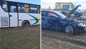 Zderzenie samochodu ze szkolnym autobusem. Są poszkodowani