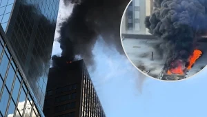 Pożar dachu wieżowca na Manhattanie. Kłęby dymu spowiły niebo