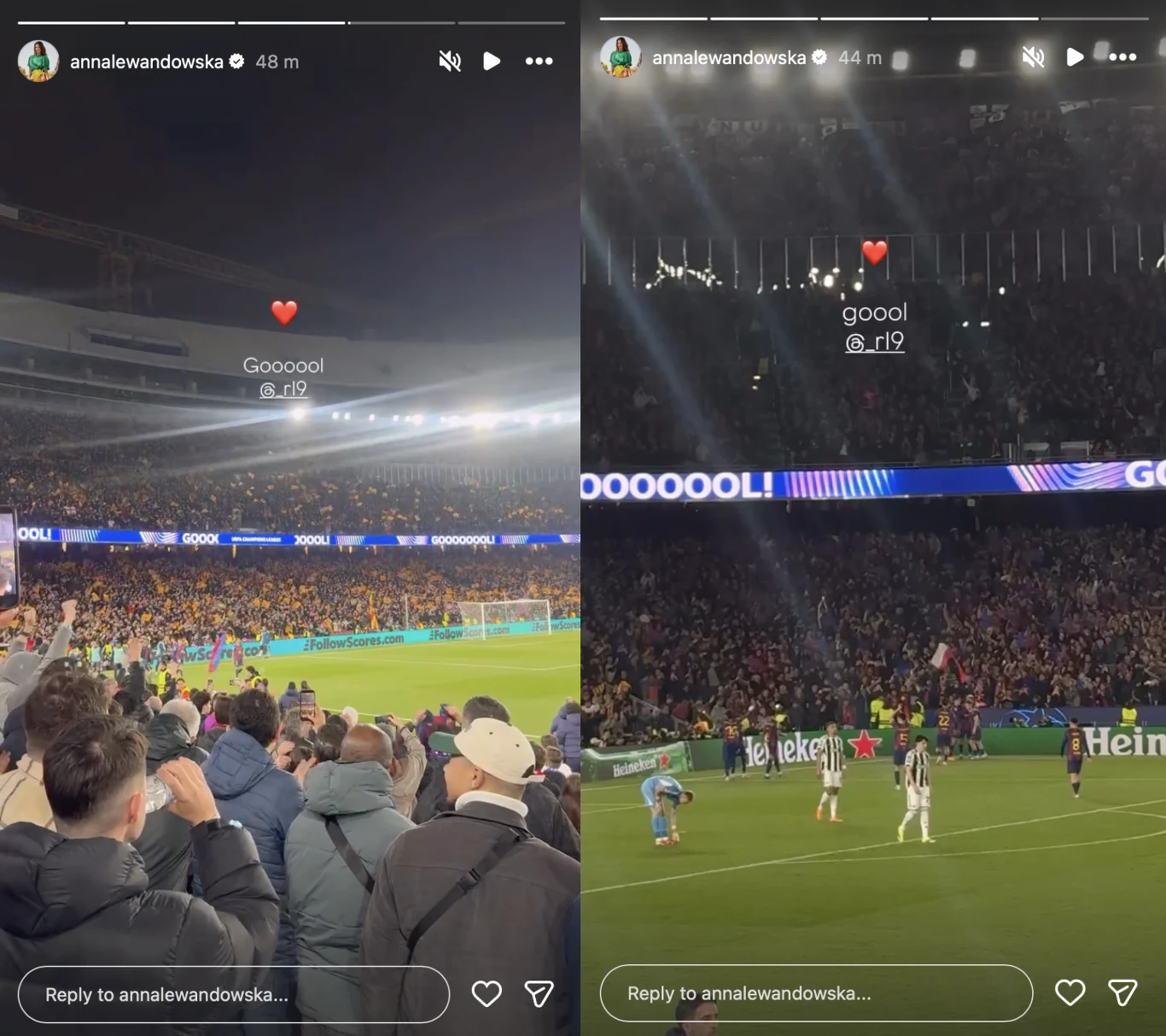 Tłum kibiców na stadionie piłkarskim świętuje gola podczas meczu, na murawie widoczni są zawodnicy oraz bramkarz, a na telebimie pojawia się napis „GOOOOOL” podświetlony kolorowymi światłami.