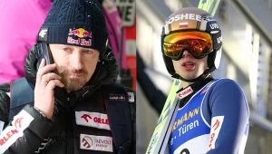 Skoki narciarskie. Na zdjęciu Adam Małysz i Kacper Tomasiak
