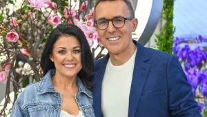 Katarzyna Cichopek i Maciej Kurzajewski na planie "halo tu polsat"