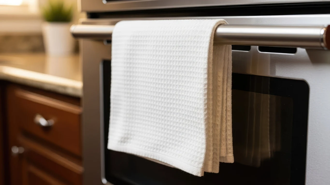 Ścierka na piekarniku to klasyka polskiej kuchni. Okazuje się, że może być zagrożeniem dla zdrowia Ścierka zawieszona na uchwycie piekarnika w kuchni. Sprzyja rozwojowi bakterii i wilgoci.