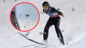 Fatalne obrazki w Vikersund. Skoki na 200 metrów i upadek. Narta wbita w zeskok