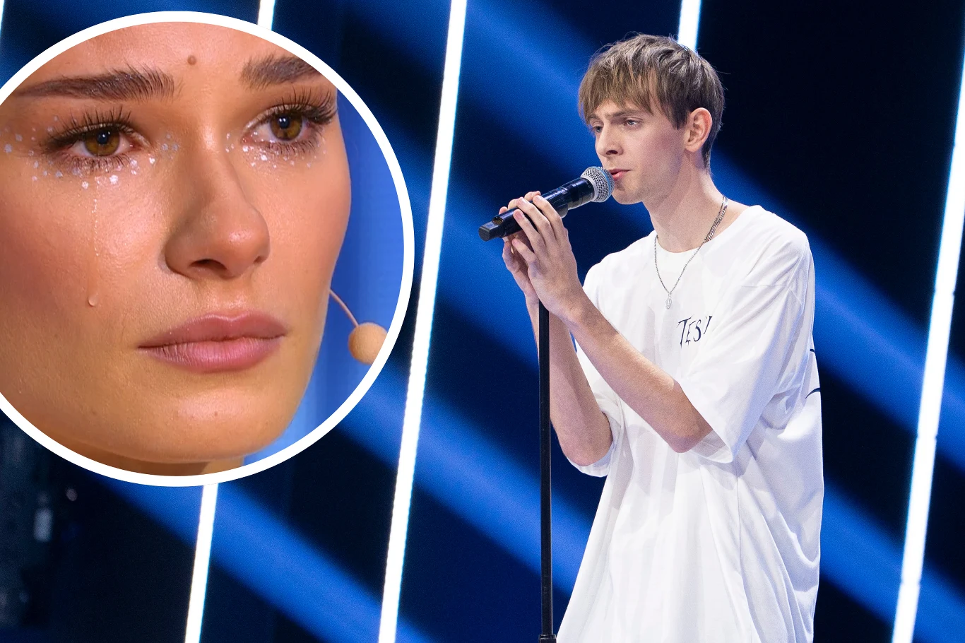 Vvaav i jego wzruszający występ w "Must Be The Music" Vvaav na scenie "Must Be The Music" i Natalia Szroeder, która uroniła łzę podczas jego występu