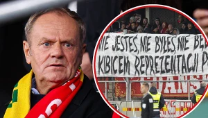 Tusk wygwizdany, ten transparent zostanie zapamiętany. Kibice nie mieli litości