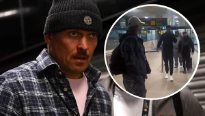 Ołeksandr Usyk i Anthony Joshua na lotnisku