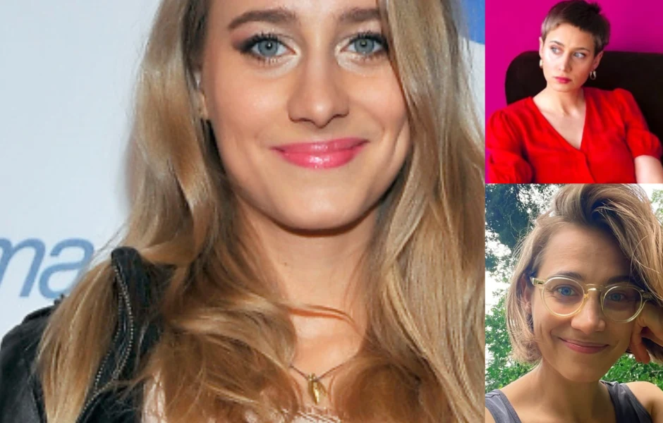 Trzy portrety kobiet o jasnych oczach; główna postać po lewej ma długie blond włosy, szeroki uśmiech i jasnoróżową pomadkę, kobieta u góry po prawej ma krótkie ciemne włosy, wyraziste niebieskie oczy i czerwoną bluzkę, natomiast kobieta u dołu po prawe...