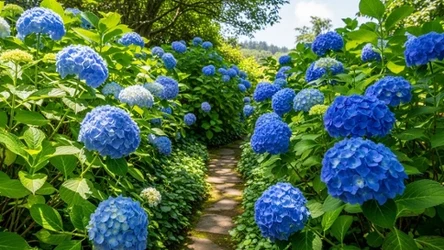 Z hortensjami wspaniale prezentuje się runianka japońska. 